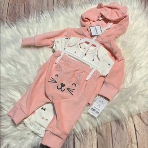 NWT 3 piece pink terry cloth outfit
